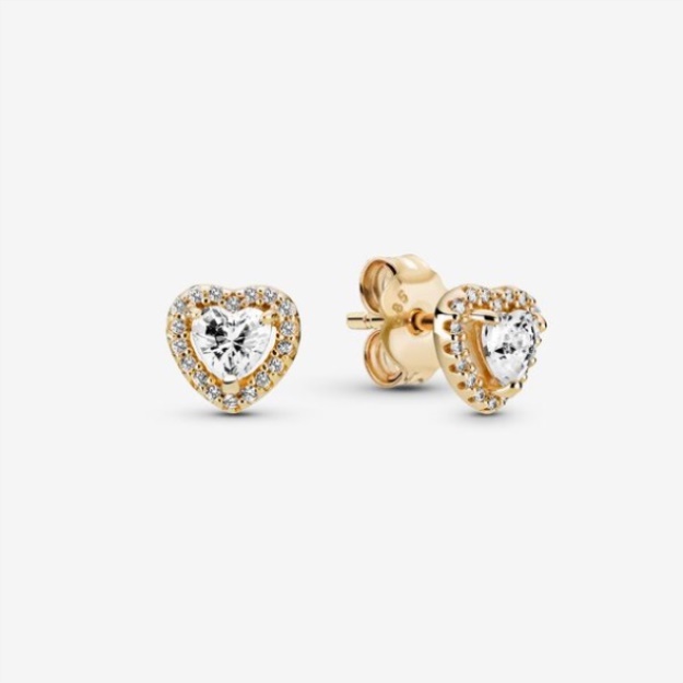 Elevated Heart Stud Earrings Pandora Gold